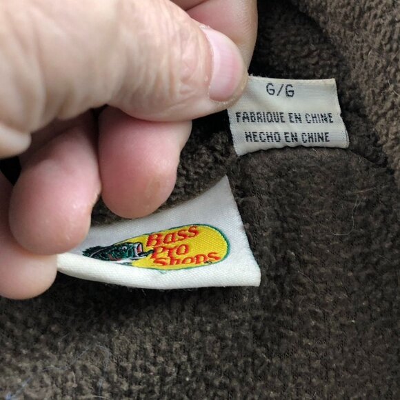 Bass Pro Shops Mens Fleece Jacket Large Full Zip Ooutdoors Brown Stand Collar - Picture 10 of 15